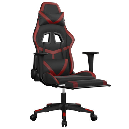 Cadeira gaming massagem + apoio couro art. preto/vermelho tinto