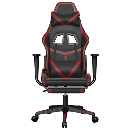 Cadeira gaming massagem + apoio couro art. preto/vermelho tinto