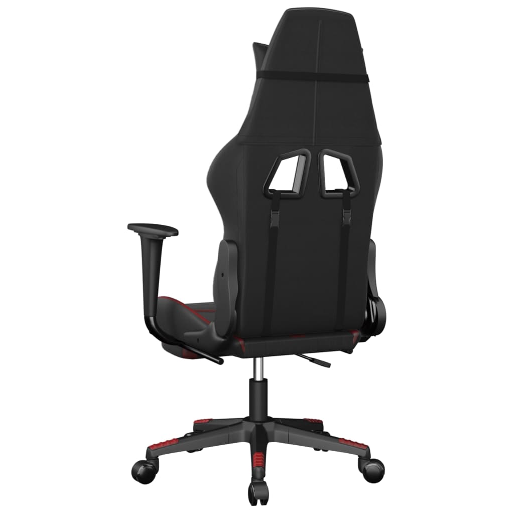 Cadeira gaming massagem + apoio couro art. preto/vermelho tinto