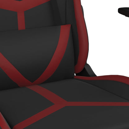 Cadeira gaming massagem + apoio couro art. preto/vermelho tinto