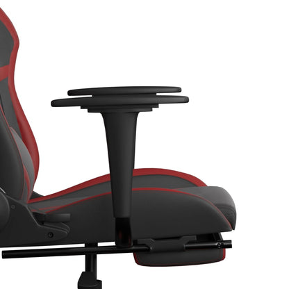 Cadeira gaming massagem + apoio couro art. preto/vermelho tinto