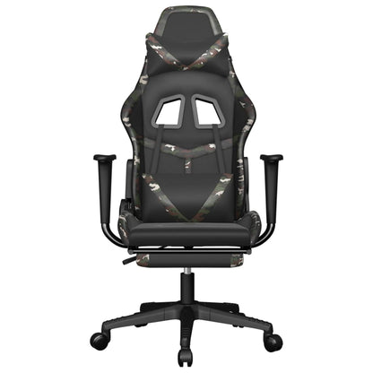 Cadeira gaming massagens apoio pés couro artif preto/camuflagem