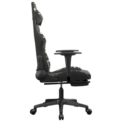 Cadeira gaming massagens apoio pés couro artif preto/camuflagem