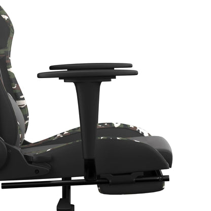 Cadeira gaming massagens apoio pés couro artif preto/camuflagem