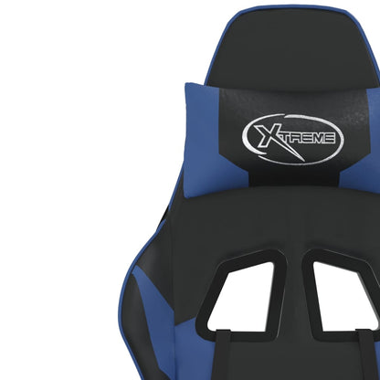 Cadeira gaming de massagens couro artificial preto e azul