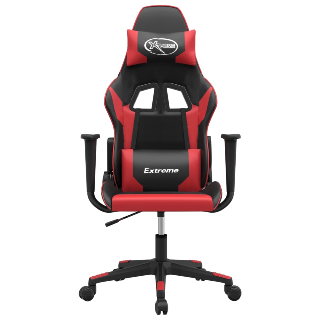 Cadeira gaming massagens couro artificial preto e vermelho