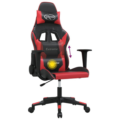 Cadeira gaming massagens couro artificial preto e vermelho