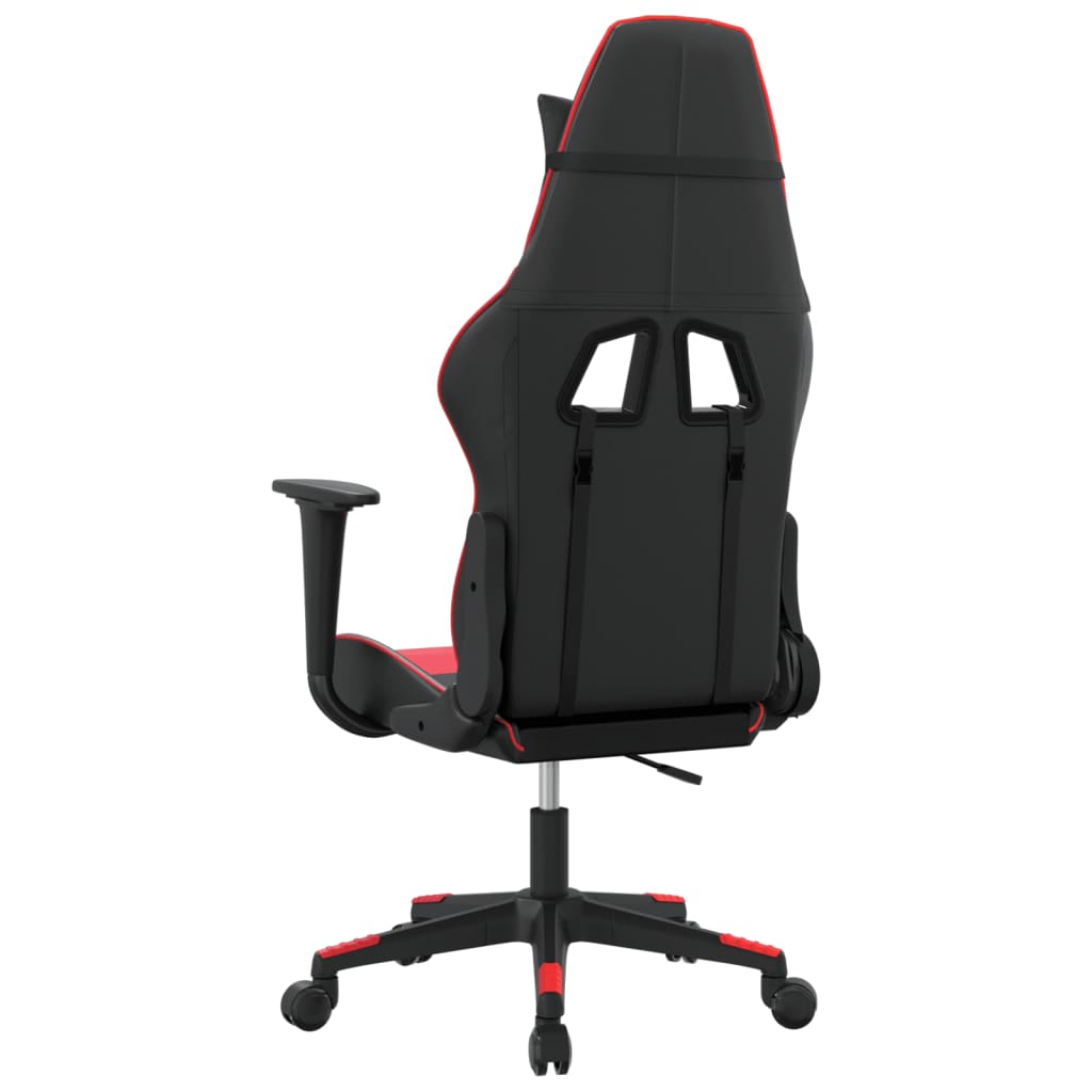 Cadeira gaming massagens couro artificial preto e vermelho