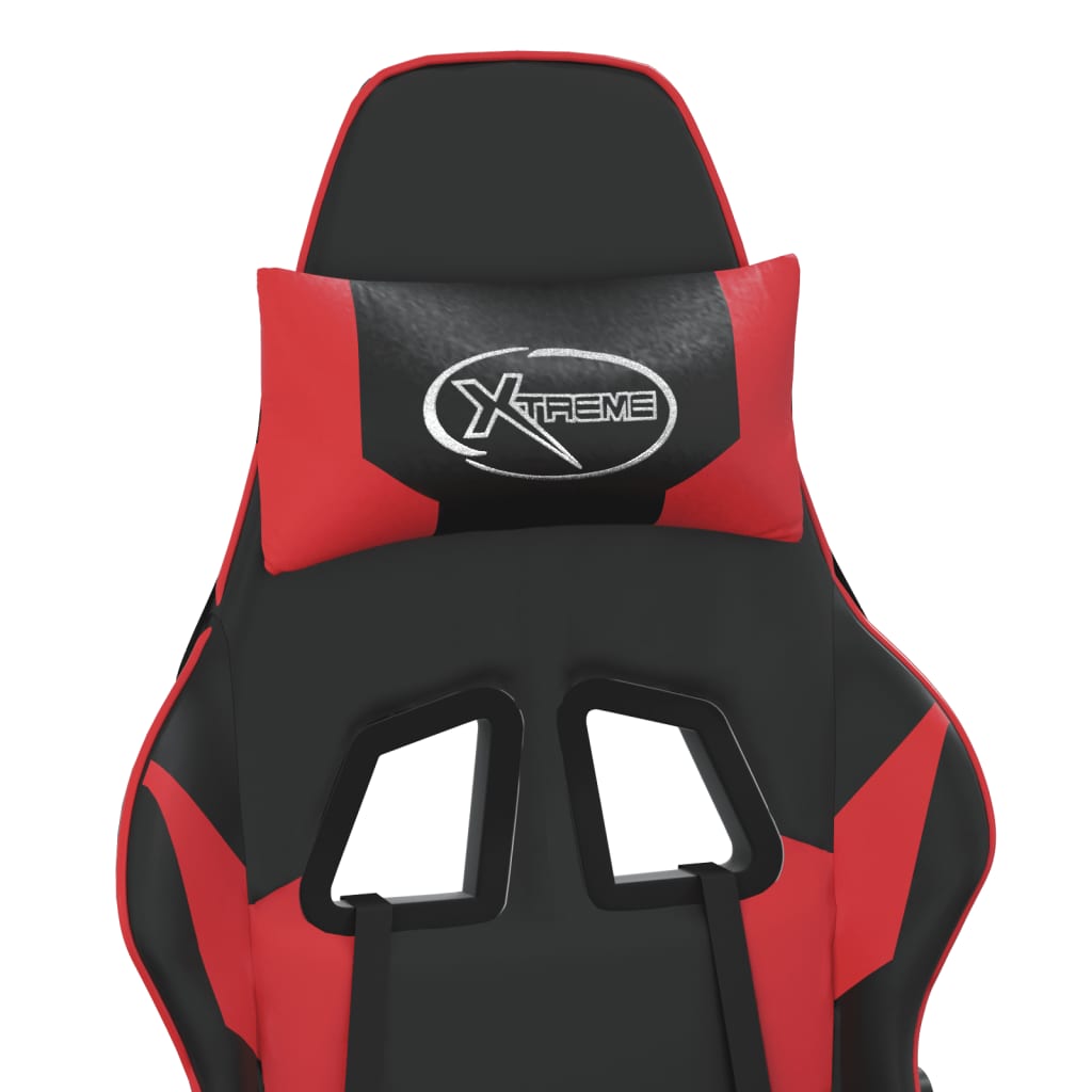 Cadeira gaming massagens couro artificial preto e vermelho