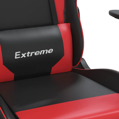 Cadeira gaming massagens couro artificial preto e vermelho