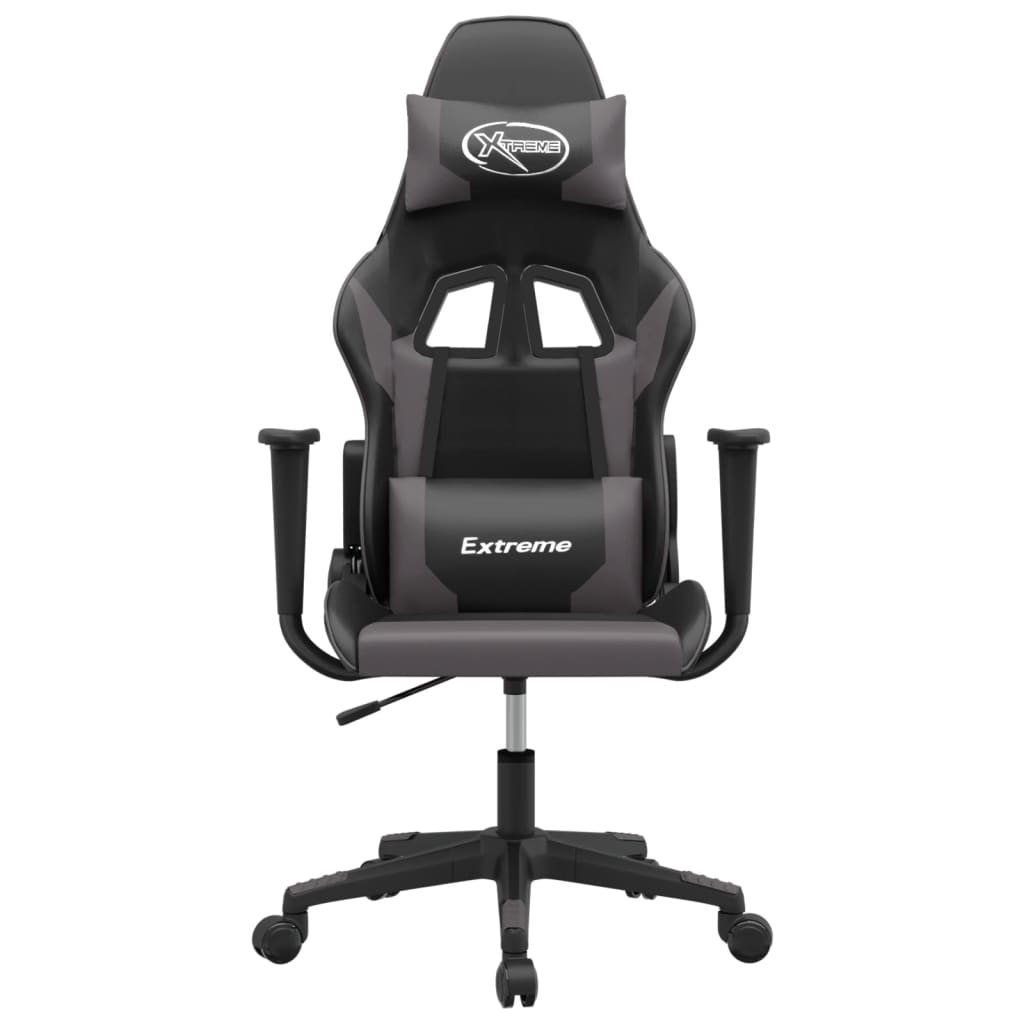 Cadeira gaming massagens couro artificial preto e cinzento