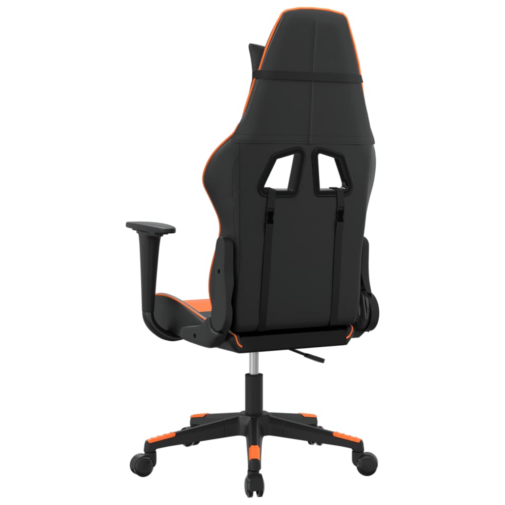 Cadeira gaming massagens couro artificial preto e laranja