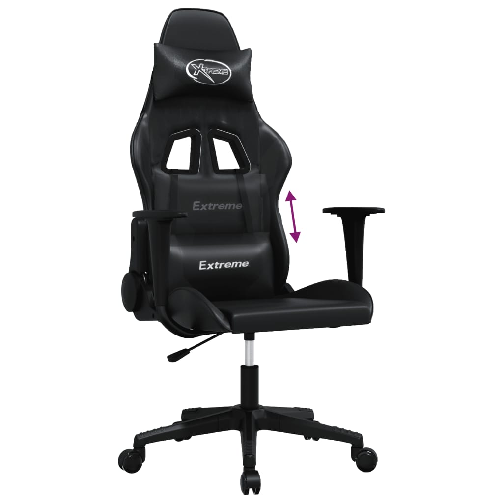 Cadeira gaming de massagens couro artificial preto