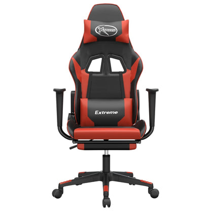 Cadeira gaming massagem + apoio pés couro artif. preto/vermelho