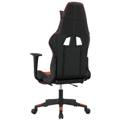 Cadeira gaming massagem + apoio pés couro artif. preto/vermelho