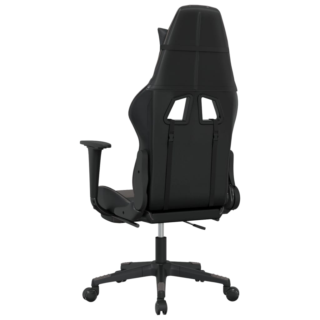 Cadeira gaming massagens c/ apoio pés couro artif. preto/cinza