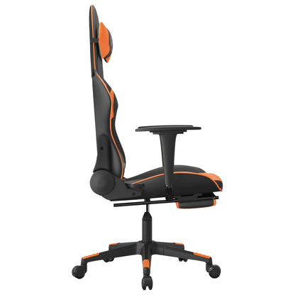 Cadeira gaming massagem c/ apoio pés couro artif. preto/laranja