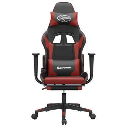 Cadeira gaming massagem + apoio couro art. preto/vermelho tinto