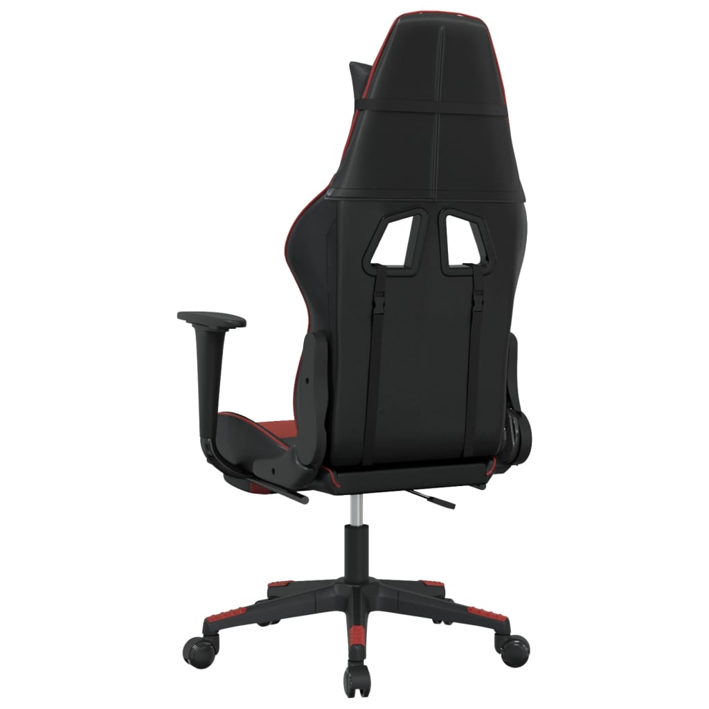 Cadeira gaming massagem + apoio couro art. preto/vermelho tinto