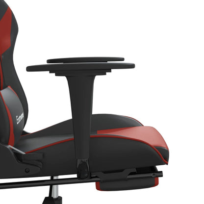 Cadeira gaming massagem + apoio couro art. preto/vermelho tinto