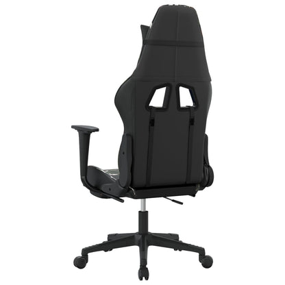 Cadeira gaming massagens apoio pés couro artif preto/camuflagem