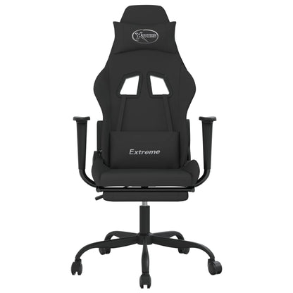 Cadeira gaming de massagem c/ apoio de pés tecido preto