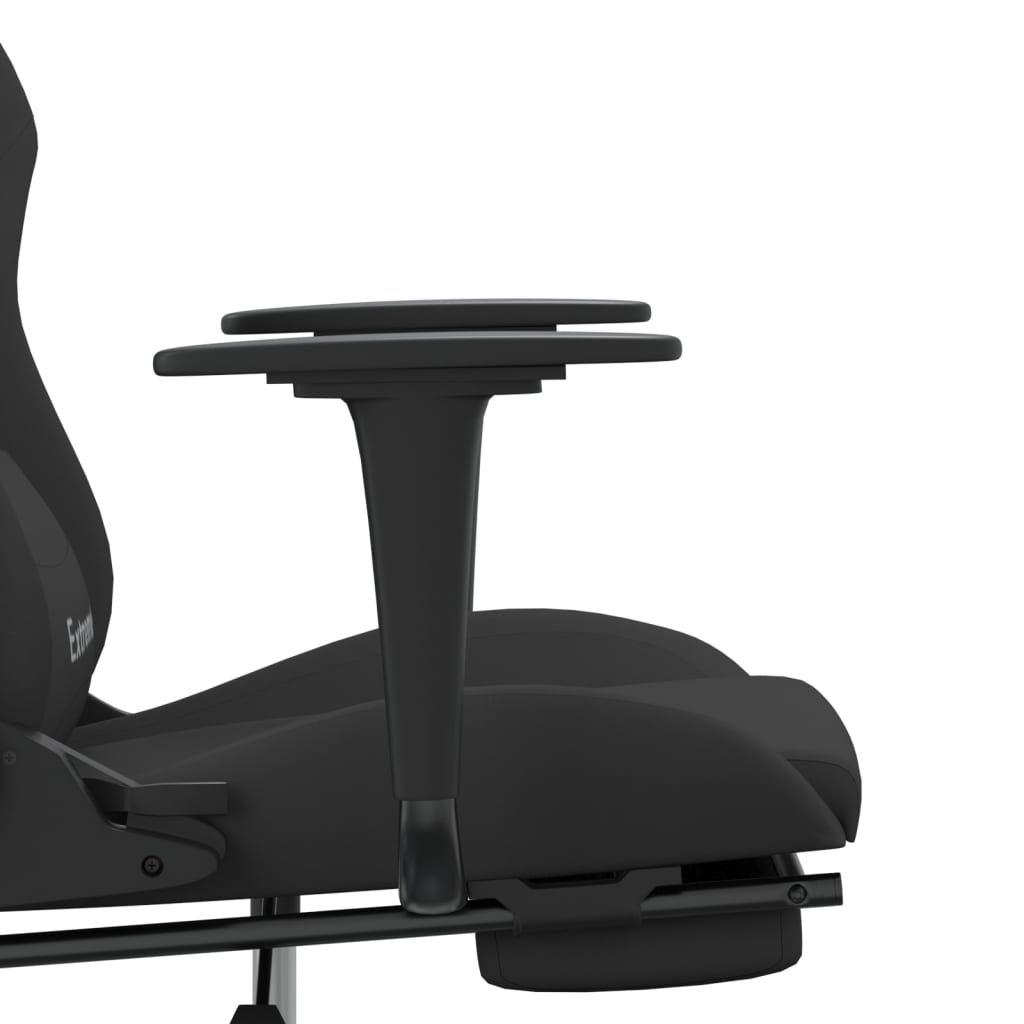 Cadeira gaming de massagem c/ apoio de pés tecido preto