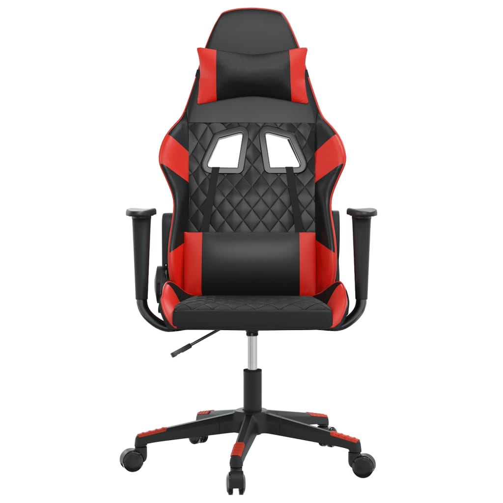 Cadeira gaming massagens couro artificial preto e vermelho