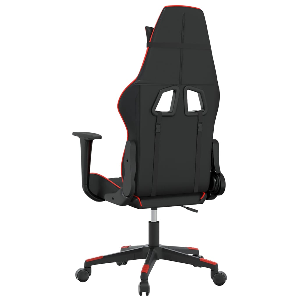 Cadeira gaming massagens couro artificial preto e vermelho