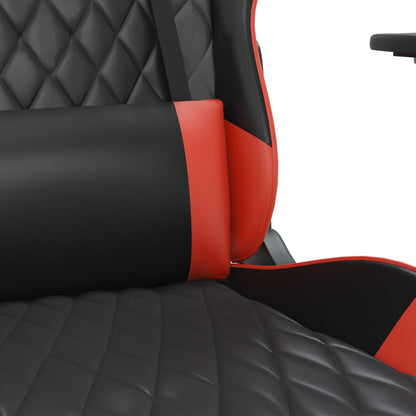 Cadeira gaming massagens couro artificial preto e vermelho