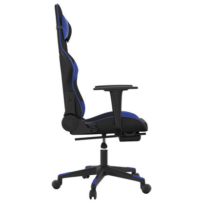 Cadeira Gaming Duty Reclinável com Massagens e Apoio de Pés em Couro Artificial - Preto/Azul - Design Moderno