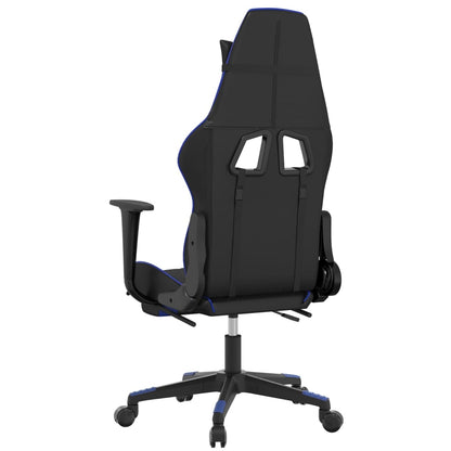 Cadeira Gaming Duty Reclinável com Massagens e Apoio de Pés em Couro Artificial - Preto/Azul - Design Moderno