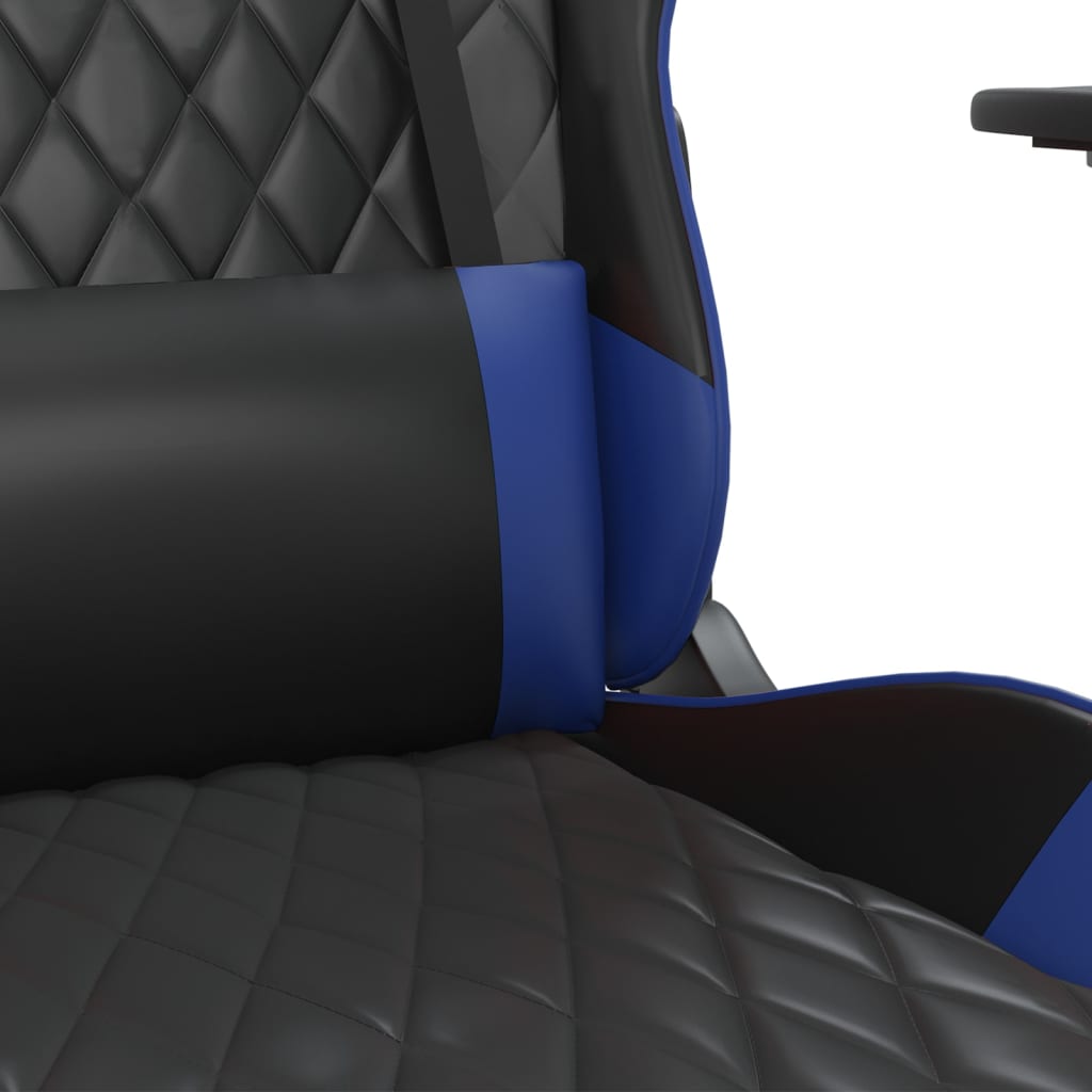 Cadeira Gaming Duty Reclinável com Massagens e Apoio de Pés em Couro Artificial - Preto/Azul - Design Moderno