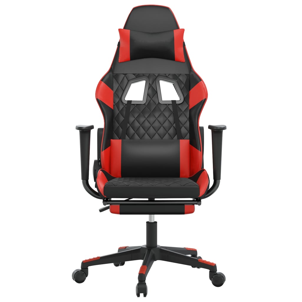 Cadeira Gaming Duty Reclinável com Massagens e Apoio de Pés em Couro Artificial - Preto/Vermelho - Design Moderno