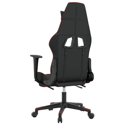 Cadeira Gaming Duty Reclinável com Massagens e Apoio de Pés em Couro Artificial - Preto/Vermelho - Design Moderno