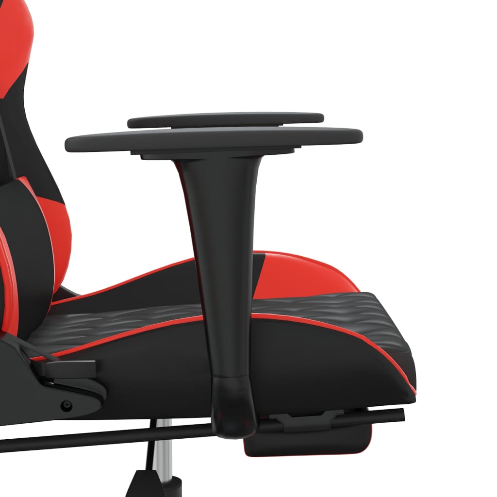 Cadeira Gaming Duty Reclinável com Massagens e Apoio de Pés em Couro Artificial - Preto/Vermelho - Design Moderno