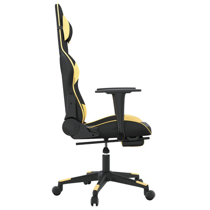 Cadeira Gaming Duty Reclinável com Massagens e Apoio de Pés em Couro Artificial - Preto/Dourado - Design Moderno