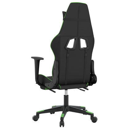 Cadeira Gaming Duty Reclinável com Massagens e Apoio de Pés em Couro Artificial - Preto/Verde - Design Moderno