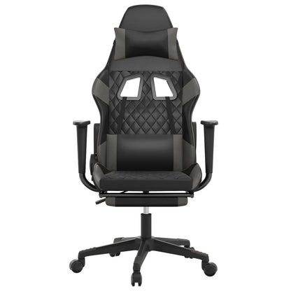 Cadeira Gaming Duty Reclinável com Massagens e Apoio de Pés em Couro Artificial - Preto/Cinzento - Design Moderno