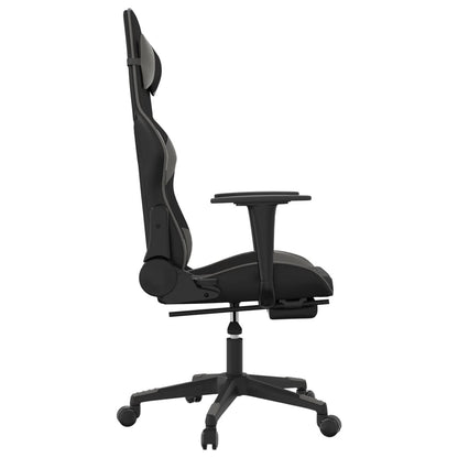 Cadeira Gaming Duty Reclinável com Massagens e Apoio de Pés em Couro Artificial - Preto/Cinzento - Design Moderno