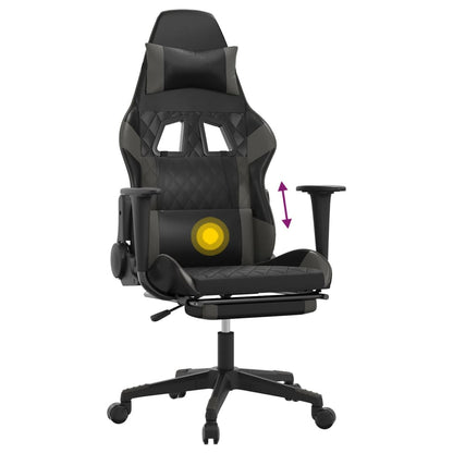 Cadeira Gaming Duty Reclinável com Massagens e Apoio de Pés em Couro Artificial - Preto/Cinzento - Design Moderno