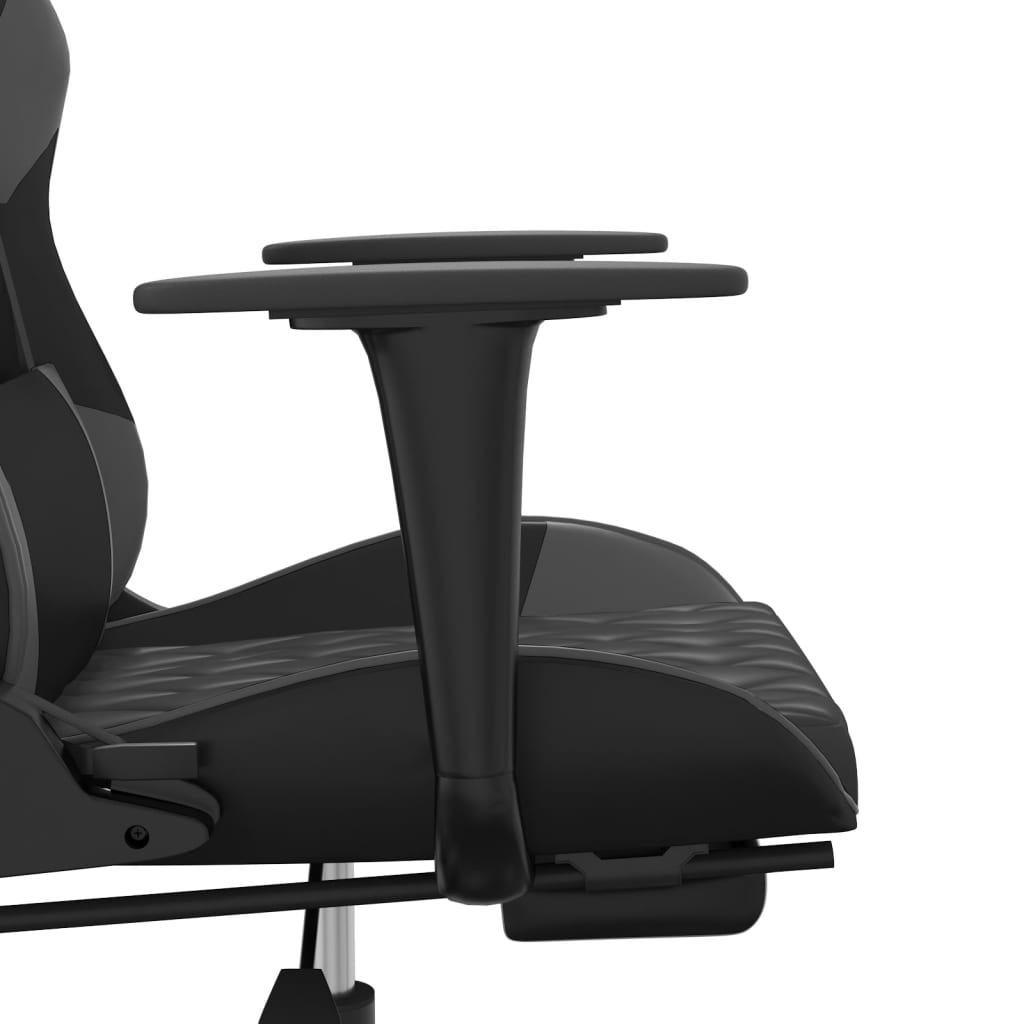 Cadeira Gaming Duty Reclinável com Massagens e Apoio de Pés em Couro Artificial - Preto/Cinzento - Design Moderno