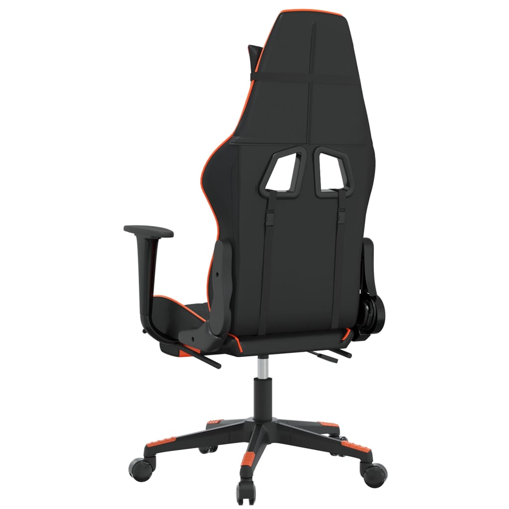 Cadeira Gaming Duty Reclinável com Massagens e Apoio de Pés em Couro Artificial - Preto/Laranja - Design Moderno