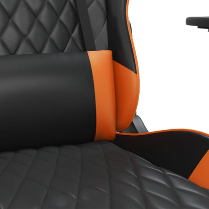 Cadeira Gaming Duty Reclinável com Massagens e Apoio de Pés em Couro Artificial - Preto/Laranja - Design Moderno