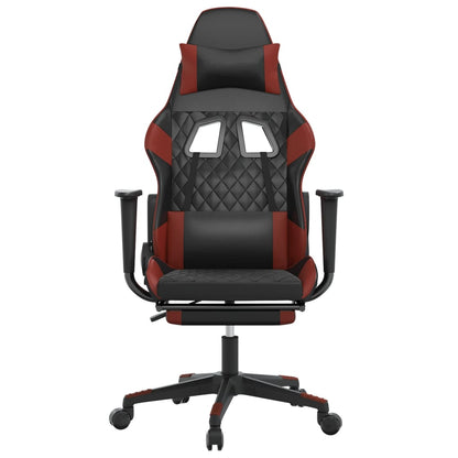 Cadeira Gaming Duty Reclinável com Massagens e Apoio de Pés em Couro Artificial - Preto/Vermelho Tinto - Design Moderno