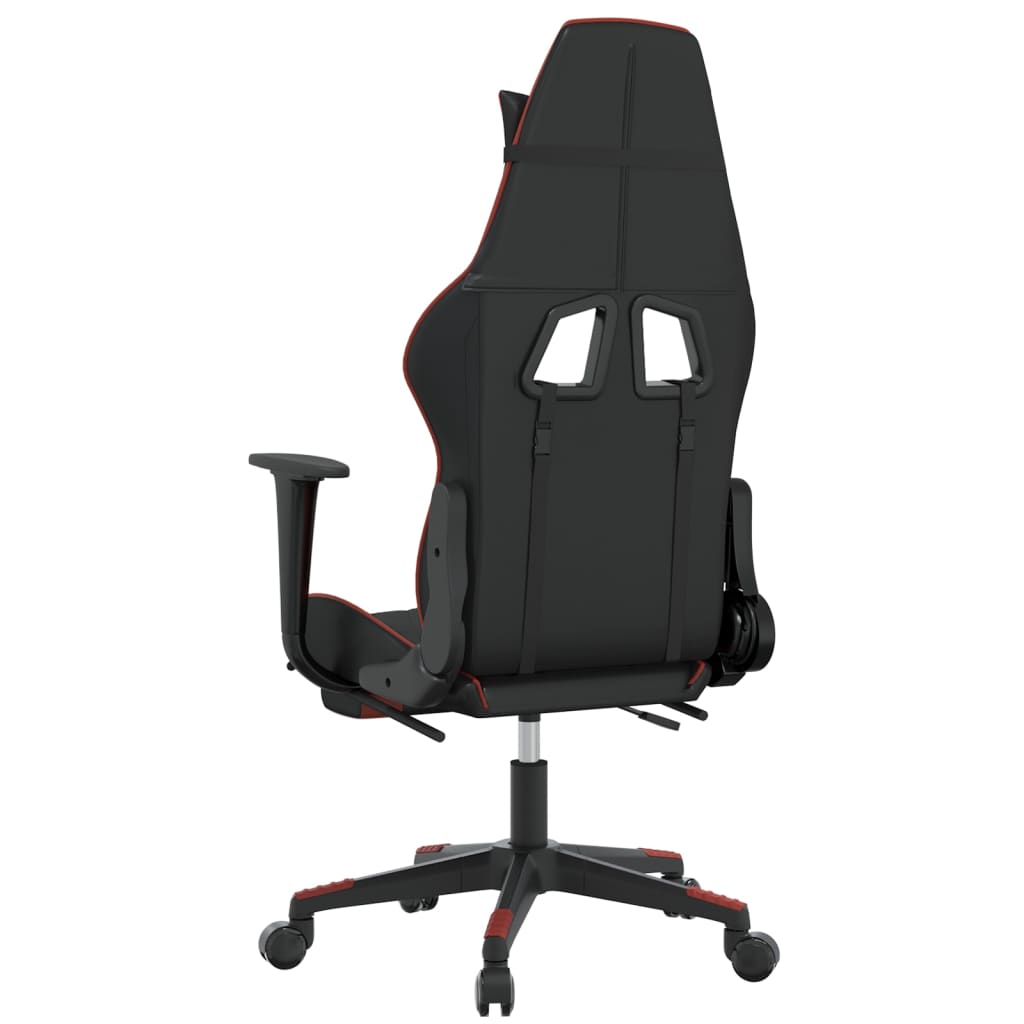 Cadeira Gaming Duty Reclinável com Massagens e Apoio de Pés em Couro Artificial - Preto/Vermelho Tinto - Design Moderno