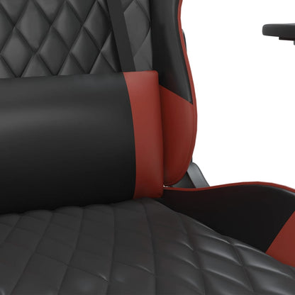 Cadeira Gaming Duty Reclinável com Massagens e Apoio de Pés em Couro Artificial - Preto/Vermelho Tinto - Design Moderno