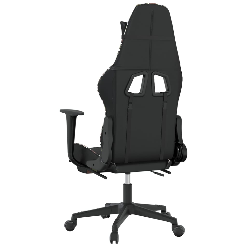 Cadeira Gaming Duty Reclinável com Massagens e Apoio de Pés em Couro Artificial - Preto/Camuflagem - Design Moderno