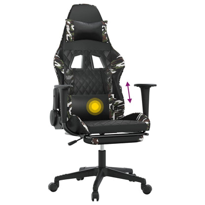 Cadeira Gaming Duty Reclinável com Massagens e Apoio de Pés em Couro Artificial - Preto/Camuflagem - Design Moderno