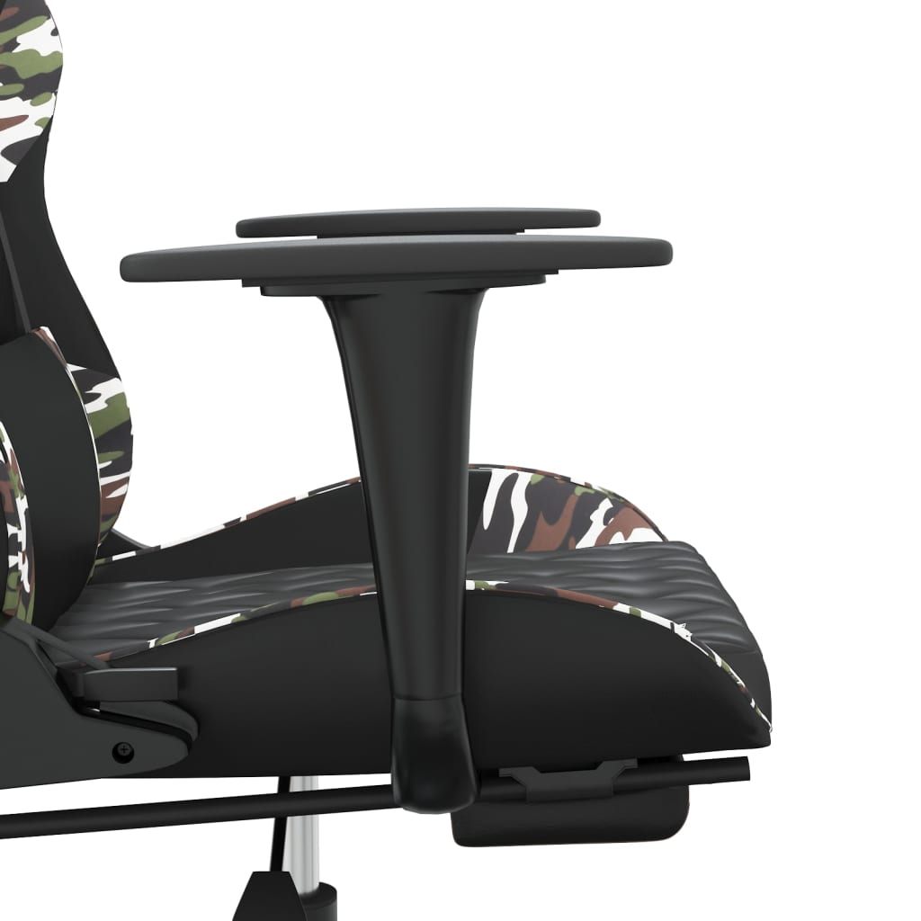 Cadeira Gaming Duty Reclinável com Massagens e Apoio de Pés em Couro Artificial - Preto/Camuflagem - Design Moderno